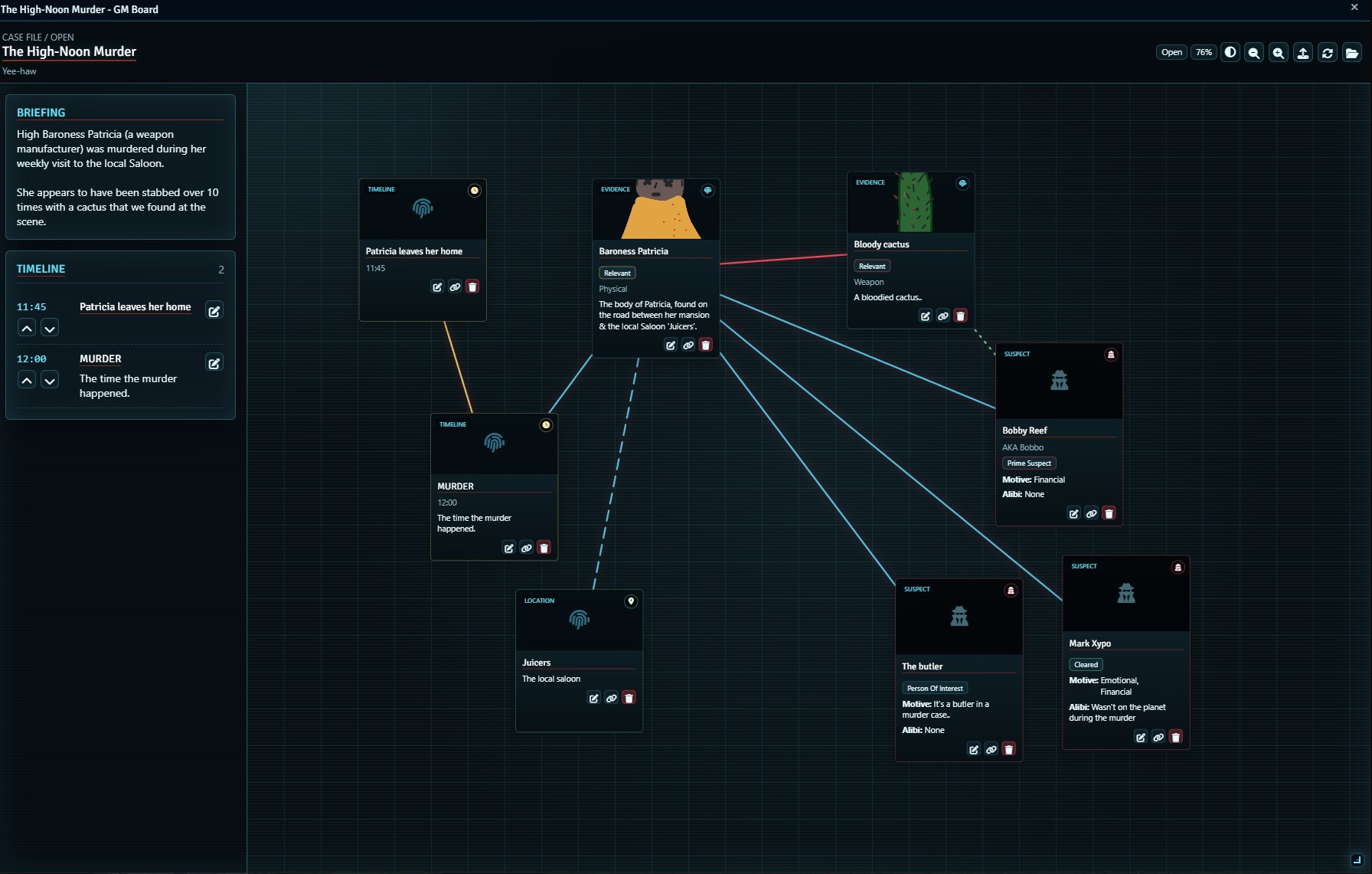 CSI Toolkit investigation case board